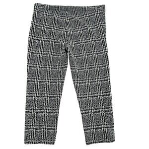 Michael Kors  Jacquard Cigarette Skinny Women M Cropped Pants Black White Plaid